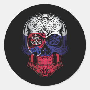 Sticker Rond Drapeau Slovaque Et Rose