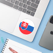 Sticker rond Drapeau Slovaquie (Ordinateur portable avec iPhone)