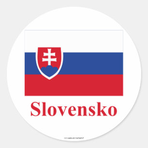 Sticker Rond Drapeau Slovaquie avec nom en slovaque