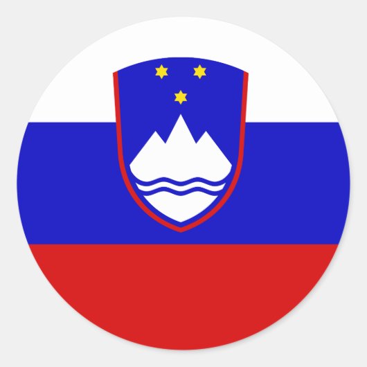 Sticker Rond Drapeau slovène et armoiries, Drapeau de Slovénie (Devant)