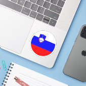 Sticker rond Drapeau Slovénie (Ordinateur portable avec iPhone)