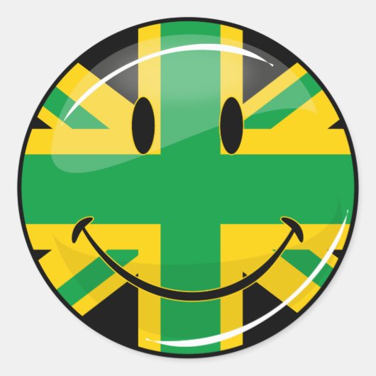 Sticker Rond Drapeau souriant de la Jamaïque (Devant)