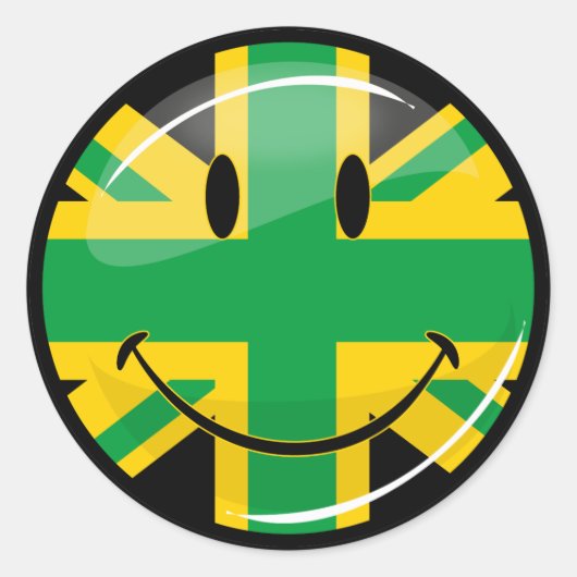 Sticker Rond Drapeau souriant de la Jamaïque (Devant)