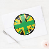 Sticker Rond Drapeau souriant de la Jamaïque (Enveloppe)