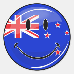 Sticker Rond Drapeau souriant Nouvelle-Zélande