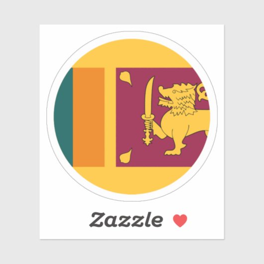 Sticker rond Drapeau Sri Lanka (Feuille)