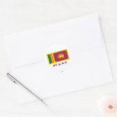 Sticker Rond Drapeau sri lankais avec nom en cingalais (Enveloppe)