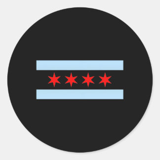 Sticker Rond Drapeau Styley Chicago Gris Petit