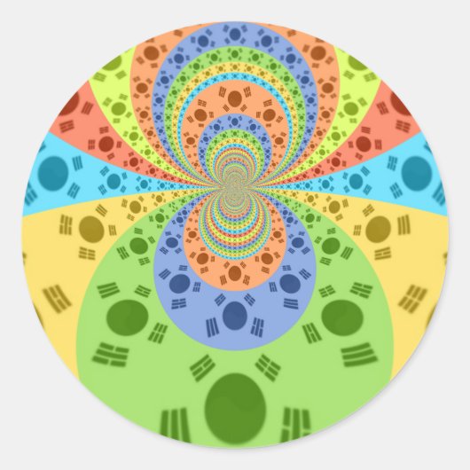 Sticker Rond Drapeau sud-coréen Inspiré Art Abstrait Impression (Devant)