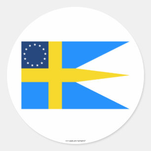 Sticker Rond Drapeau suédois-américain