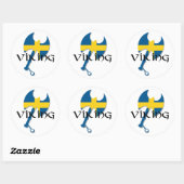 Sticker Rond Drapeau suédois Viking Suède Ax (Feuille)