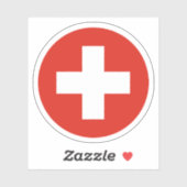 Sticker rond Drapeau Suisse (Feuille)