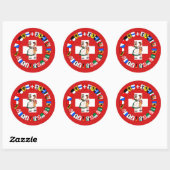 Sticker Rond Drapeau suisse, cantons et danseurs (Feuille)