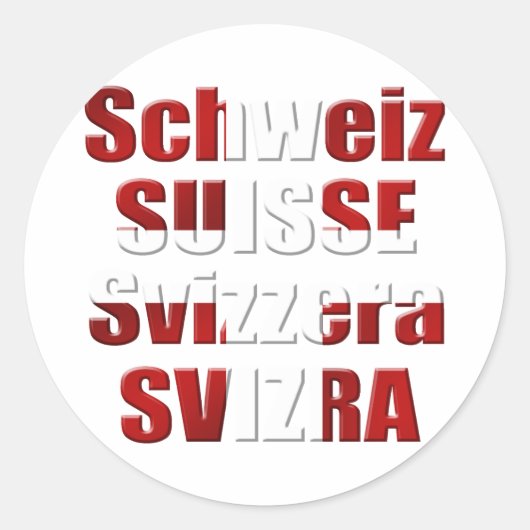 Sticker Rond Drapeau suisse de cadeau de langues officielles de (Devant)