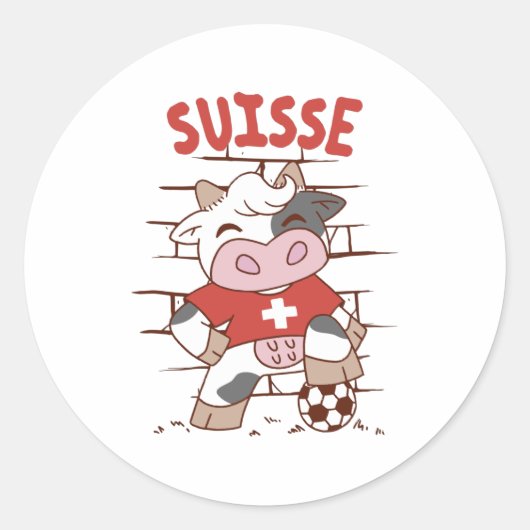 Sticker Rond Drapeau Suisse de football vaches (Devant)