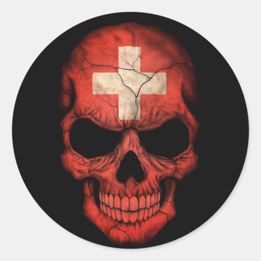 Sticker Rond Drapeau suisse en noir (Devant)