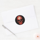 Sticker Rond Drapeau suisse en noir (Enveloppe)