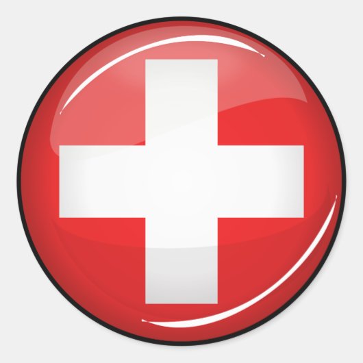 Sticker Rond Drapeau suisse rond brillant (Devant)