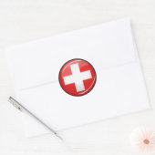 Sticker Rond Drapeau suisse rond brillant (Enveloppe)