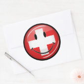 Sticker Rond Drapeau suisse souriant (Enveloppe)