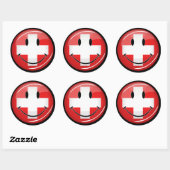 Sticker Rond Drapeau suisse souriant (Feuille)