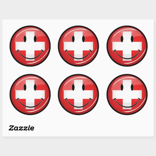 Sticker Rond Drapeau suisse souriant (Feuille)