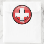 Sticker Rond Drapeau suisse souriant (Sac)