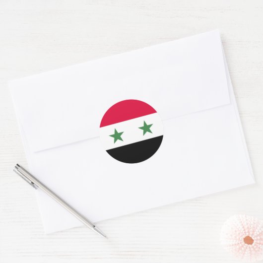 Sticker Rond Drapeau syrien (Enveloppe)