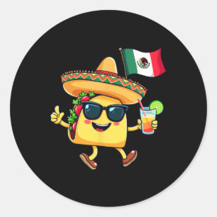 Sticker Rond Drapeau Taco Mexique Cinco De Mayo Indépendance me