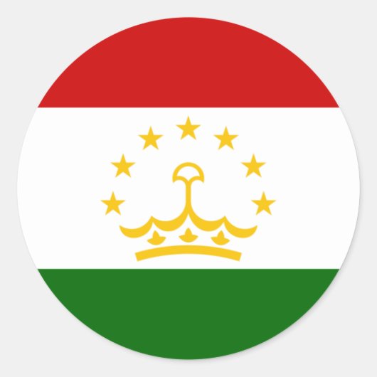Sticker Rond Drapeau tadjik, Drapeau du Tadjikistan (Devant)