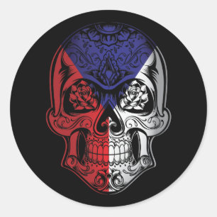 Sticker Rond Drapeau Tchèque Et Drapeau Rose
