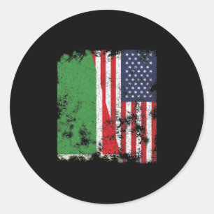 Sticker Rond Drapeau Tchétchène USA Demi-Américain