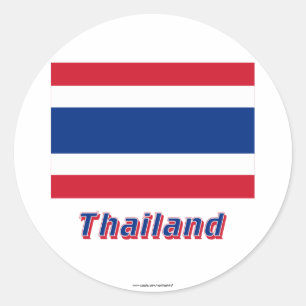 Sticker Rond Drapeau Thaïlande avec nom