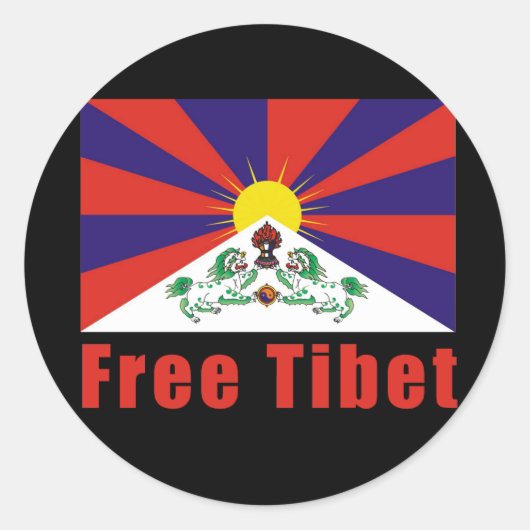 Sticker Rond Drapeau Tibet libre (Devant)