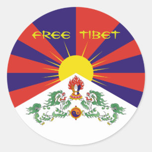Sticker Rond Drapeau Tibet/Tibétain. Tibet libre