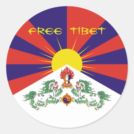 Sticker Rond Drapeau Tibet/Tibétain. Tibet libre (Devant)