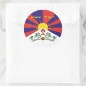 Sticker Rond Drapeau Tibet/Tibétain. Tibet libre (Sac)