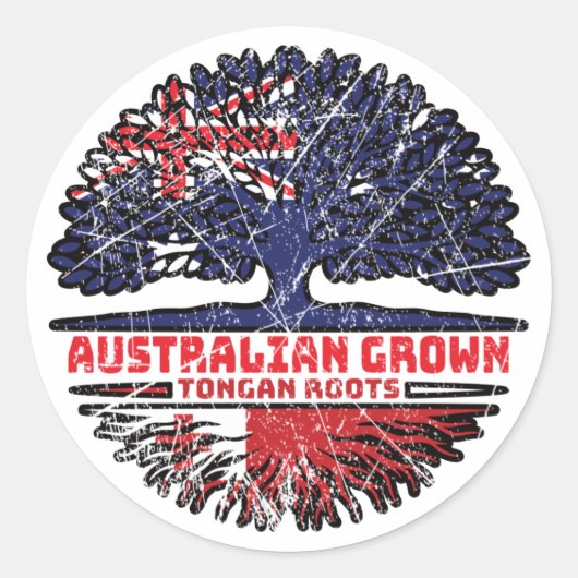 Sticker Rond Drapeau Tonga Tongan Australian Tree Roots (Devant)