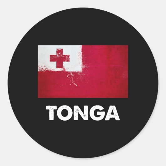 Sticker Rond Drapeau Tongan (Devant)