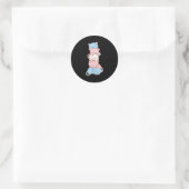 Sticker Rond Drapeau Trans Pride Kawaii Chat Transgenre (Sac)