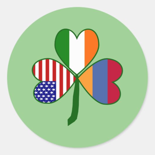 Sticker Rond Drapeau Trèfle Arménien (Devant)
