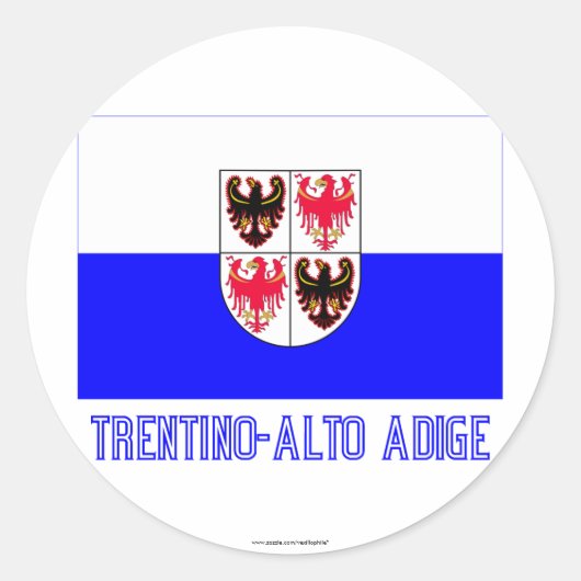Sticker Rond Drapeau Trentino-Alto Adige avec nom (Devant)