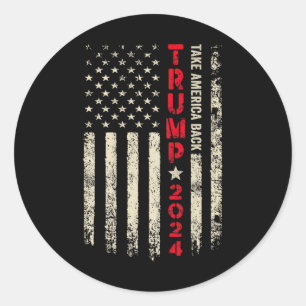 Sticker Rond Drapeau Trump 2024 - Attirer l'Amérique Drapeau By