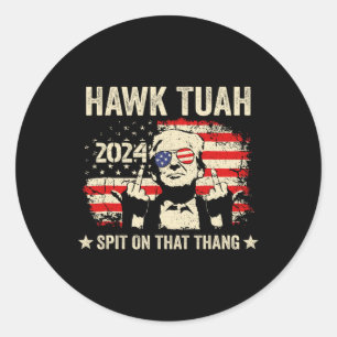 Sticker Rond Drapeau Trump 2024 Drôle Drôle Drôle Hawk Tush Mid