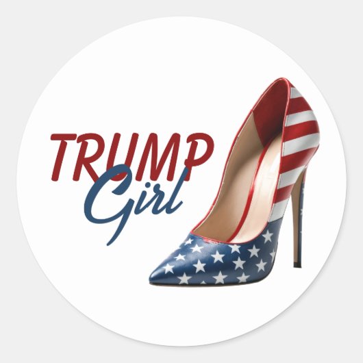 Sticker Rond Drapeau TRUMP GIRL talons hauts (Devant)