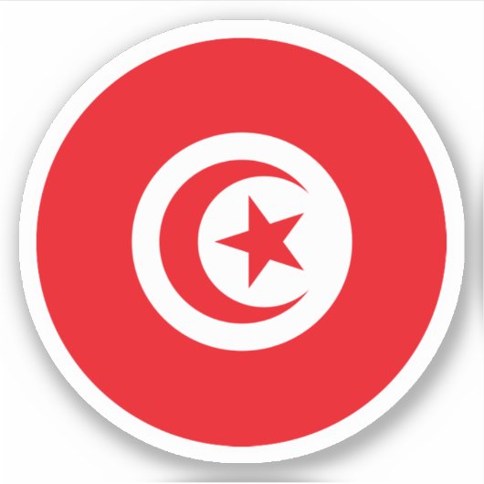 Sticker rond Drapeau Tunisie (Devant)