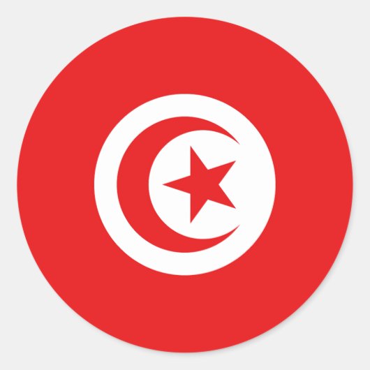 Sticker Rond Drapeau Tunisie (Devant)
