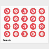 Sticker Rond Drapeau tunisien (Feuille)