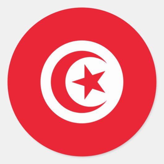 Sticker Rond Drapeau tunisien, Drapeau tunisien (Devant)