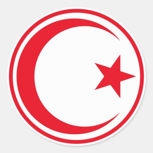 Sticker Rond Drapeau tunisien rond symbole rond armée nat (Devant)